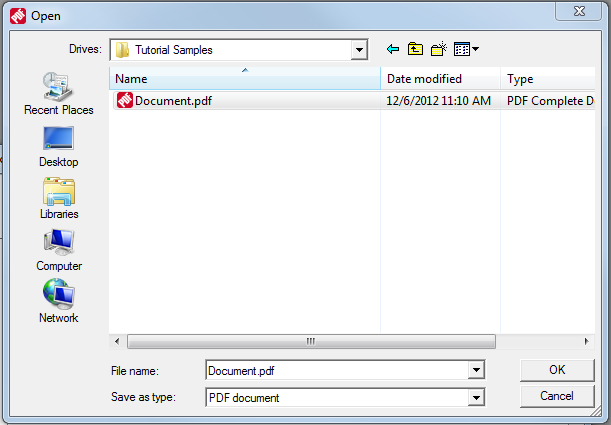 Окно выбора PDF-файла для объединения в PDF Complete