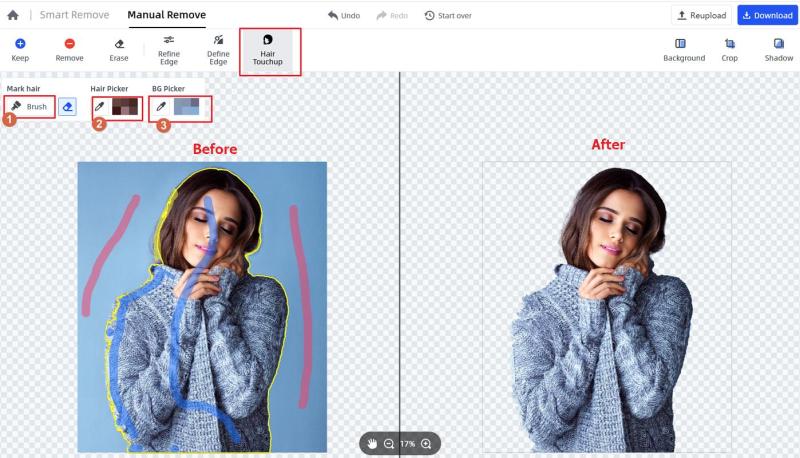 Инструмент Hair Touchup с Brush, Hair Picker и BG Picker