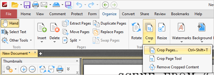 Скриншот PDF-XChange Editor с инструментом Crop Pages