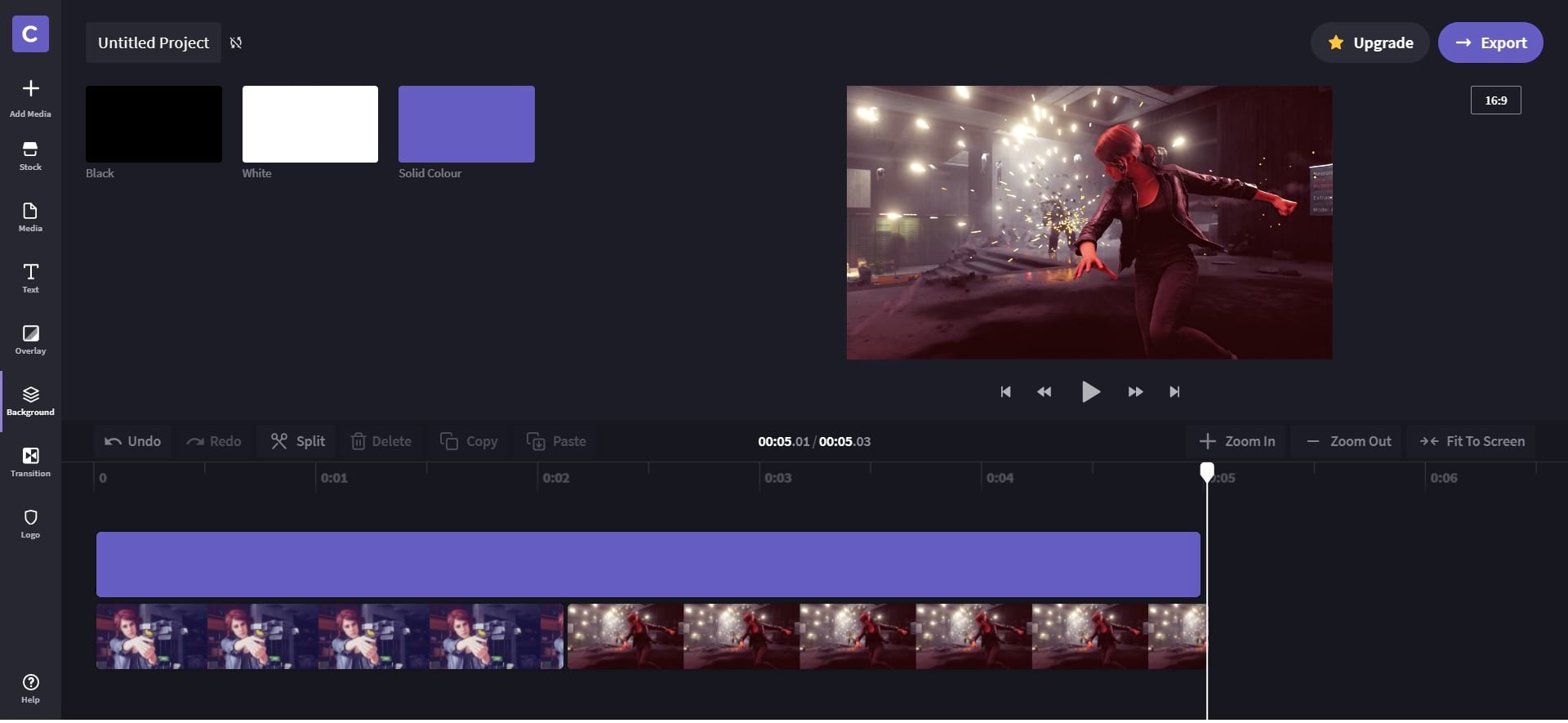 Интерфейс Clipchamp