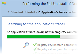 Searching for the application's traces в Full Uninstall