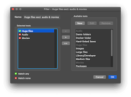 GrandPerspective — окно Advanced filter
