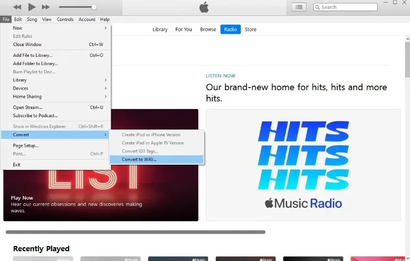 Конвертация в WAV через iTunes и Apple Music