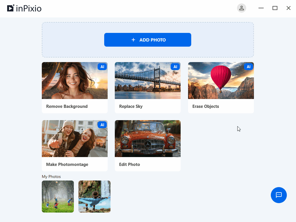 Удаление объектов в InPixio Photo Studio через Erase Objects и Auto-Detection