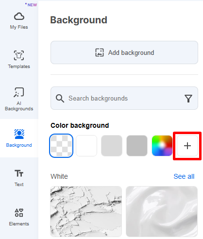 Выбор цветного фона в InPixio Background