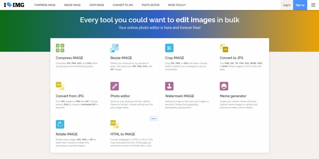 Изменение размера в iLoveIMG
