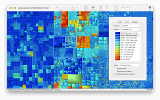 GrandPerspective — карта занятого места с раскраской по времени создания