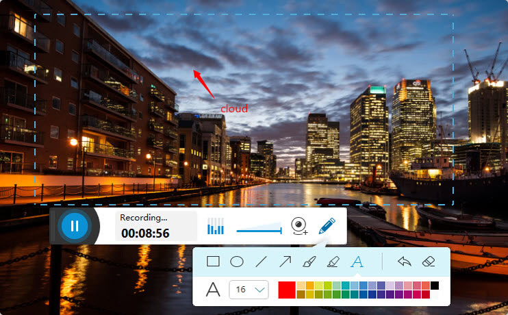 Аннотации во время записи в Apowersoft Free Online Screen Recorder