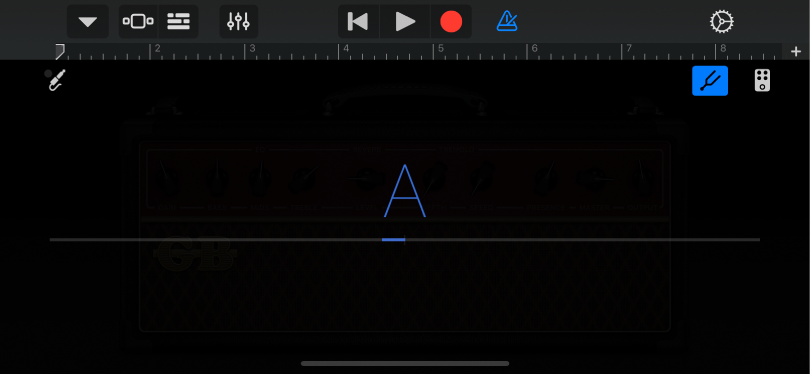 Tuner в гитарном режиме GarageBand для iPhone/iPad