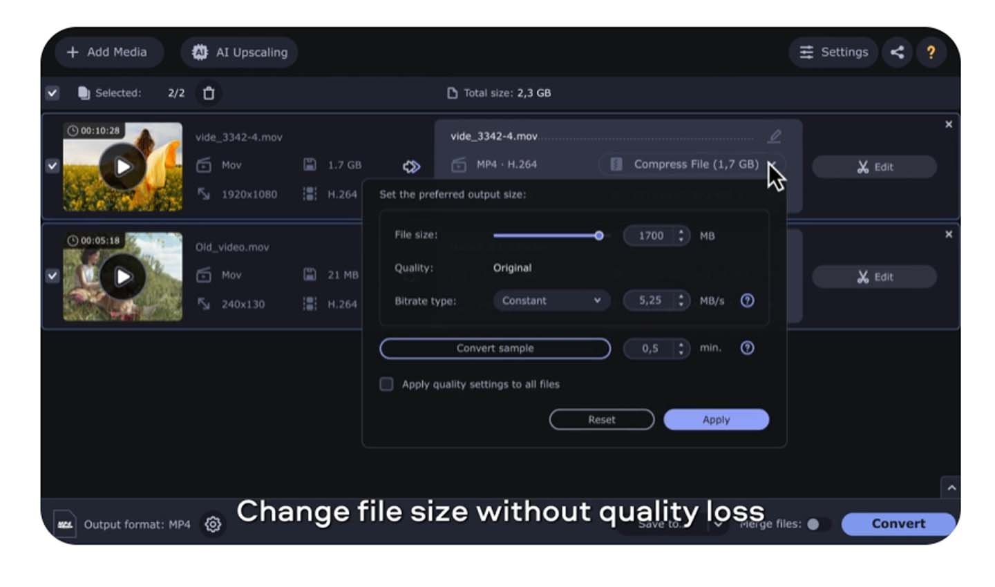 Movavi Video Converter для уменьшения размера видео