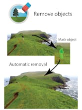 Удаление объекта в TouchRemove: выделение Mask object и результат Automatic removal
