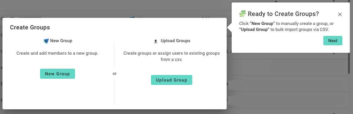 Экран создания групп в ActivTrak