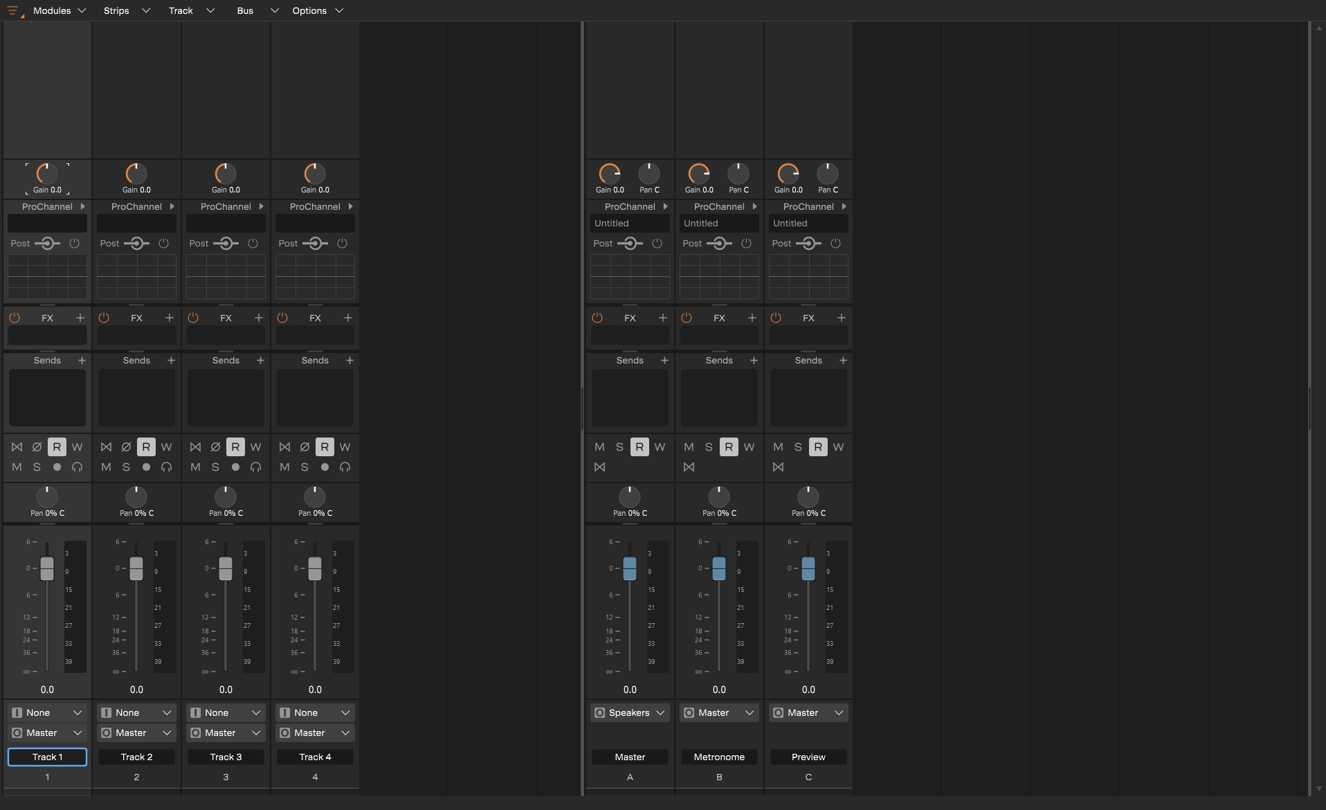 Console View в Cakewalk Sonar