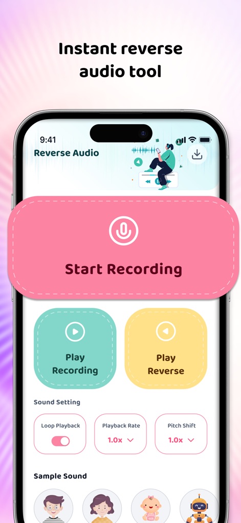 Запись и обратное воспроизведение в Reverse Audio