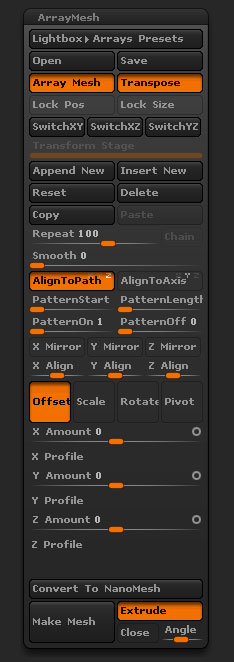 Панель ArrayMesh