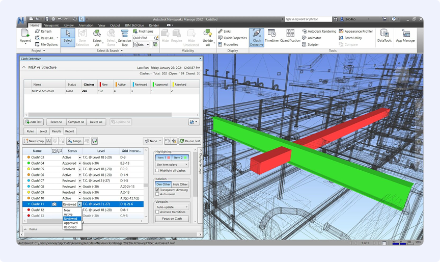 Интерфейс Autodesk Navisworks Manage