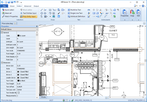 Интерфейс ABViewer в режиме редактирования 2D-чертежа