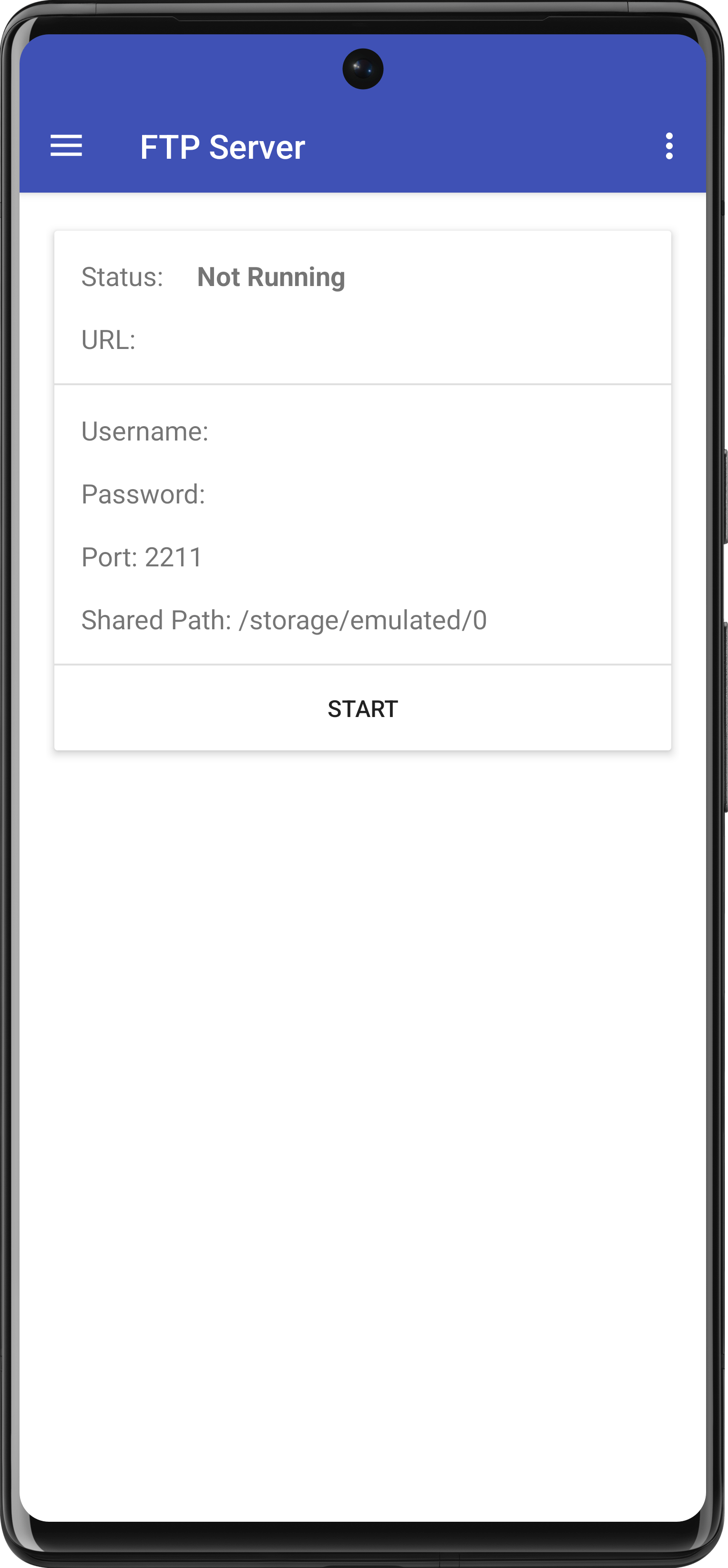 Экран FTP Server в Amaze File Manager