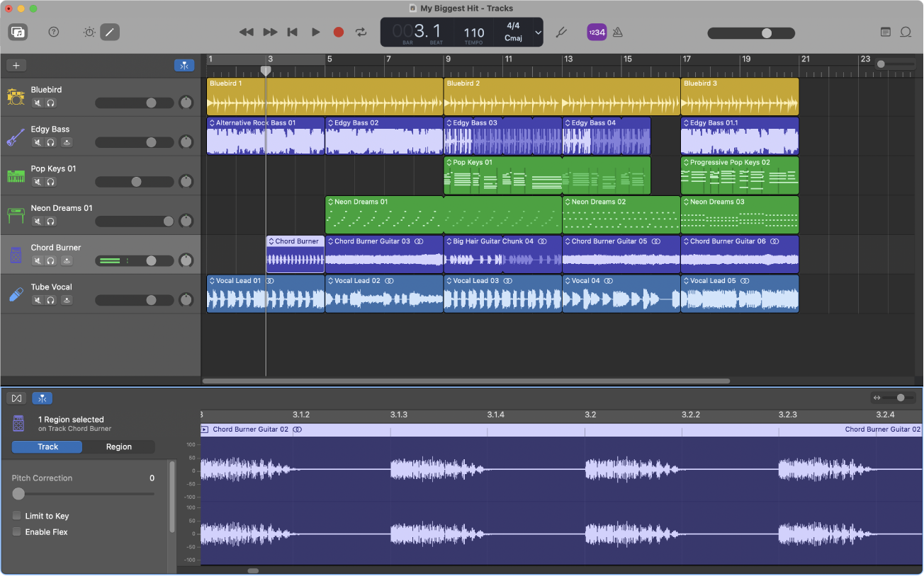 Интерфейс GarageBand