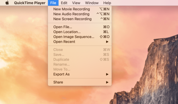 Окно QuickTime Player