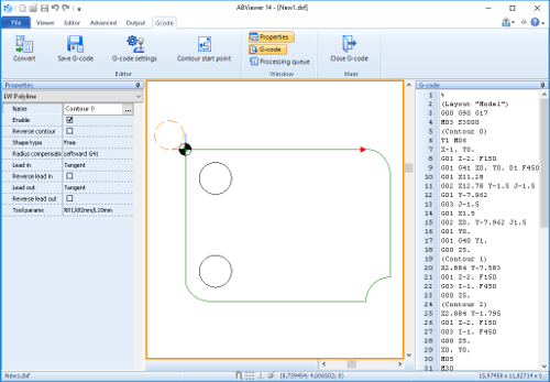 Результат генерации G-code в ABViewer