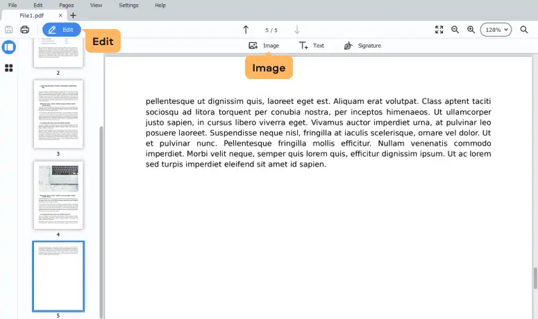Вставка изображения в документ через режим Edit