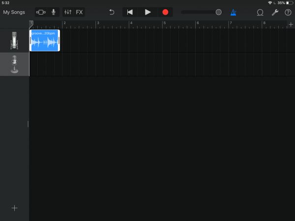 Импорт аудио в GarageBand на iPad