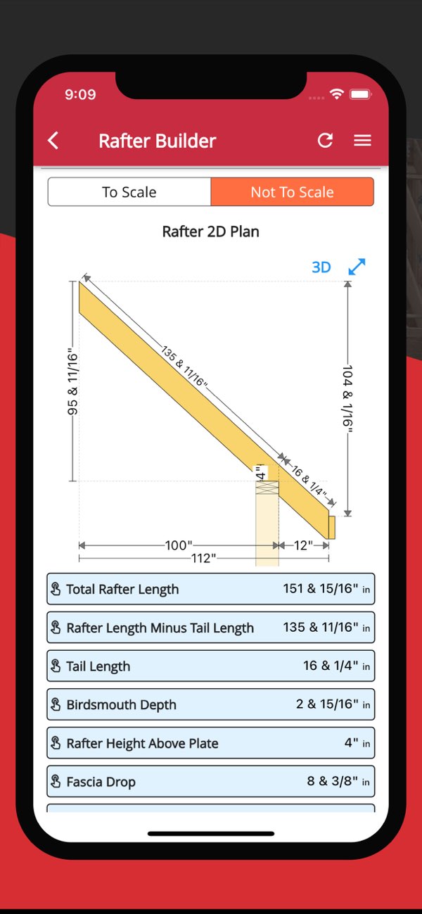 Расчёт стропил в RedX Roof на iPhone