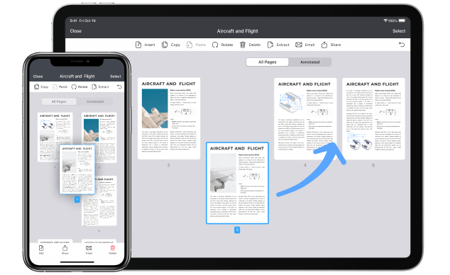 PDF Expert: перестановка страниц