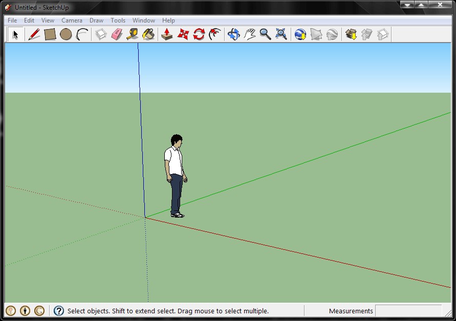 Интерфейс SketchUp с трехмерной моделью дома