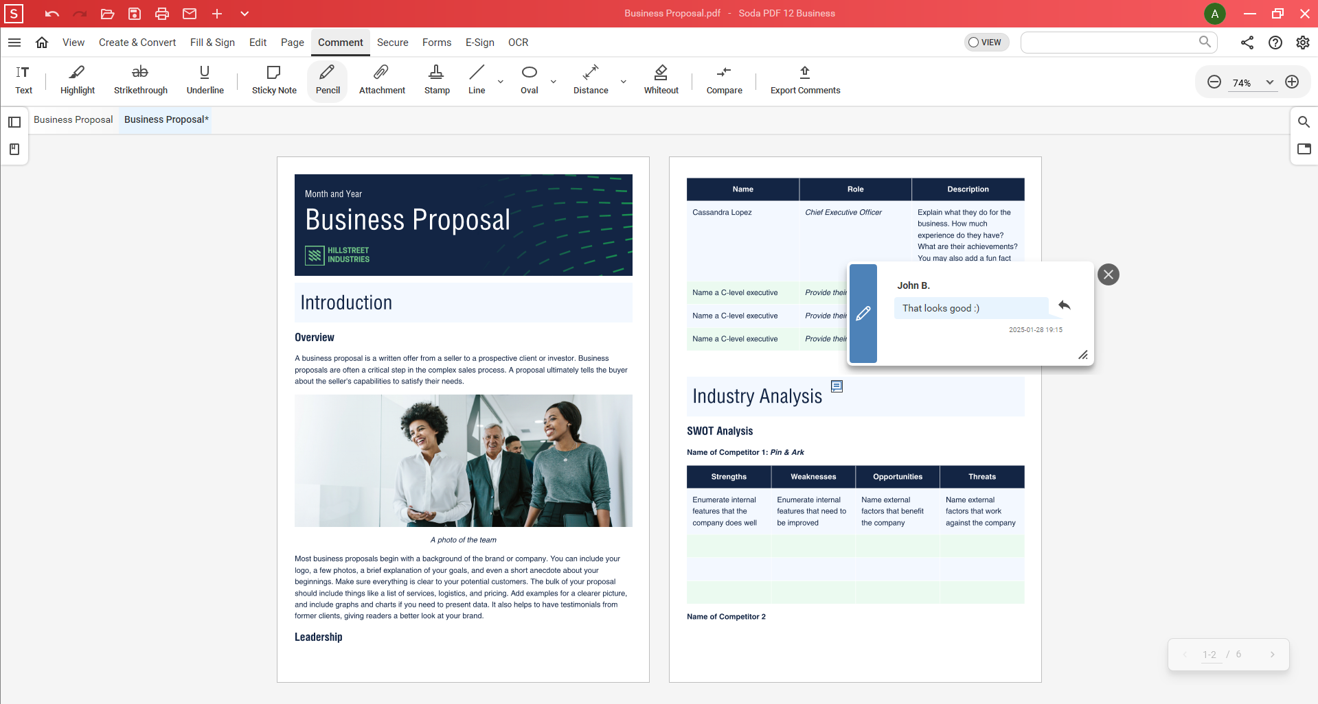 Инструменты комментариев и аннотаций в Soda PDF