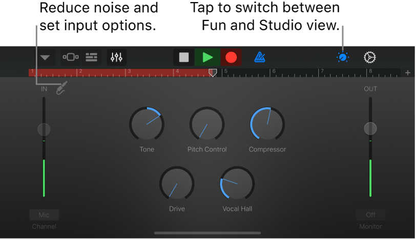 Audio Recorder в GarageBand для iPhone