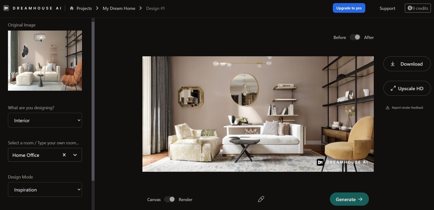 Интерфейс Dreamhouse AI