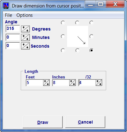 Диалог Dimension From Cursor Position в Home Plan Pro