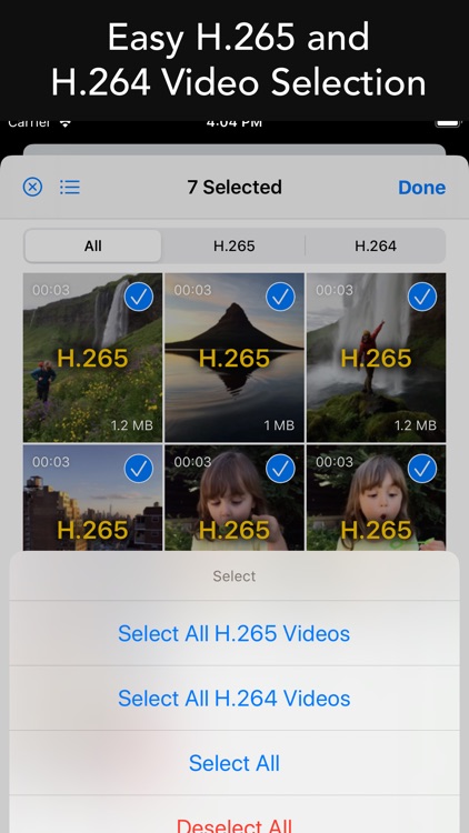 HEVC - Convert H.265 and H.264 — выбор роликов H.265 и H.264