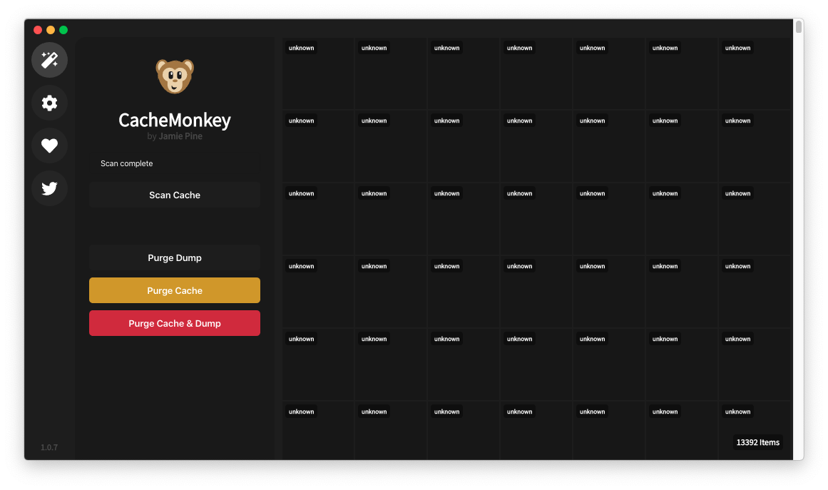 Галерея результатов CacheMonkey с большим количеством unknown-элементов