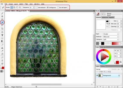 Пример настройки Magic Wand selection tool в Artweaver