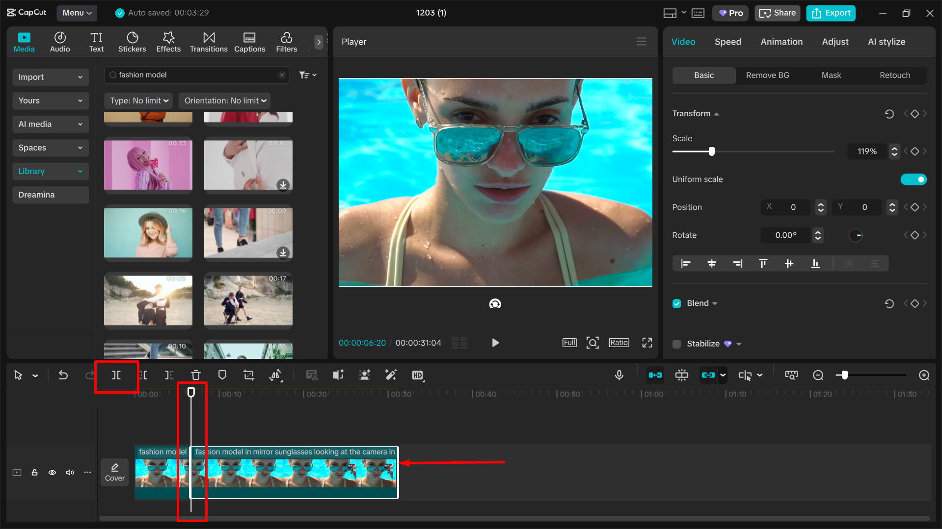 CapCut — интерфейс приложения