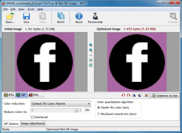 Интерфейс RIOT для оптимизации изображений