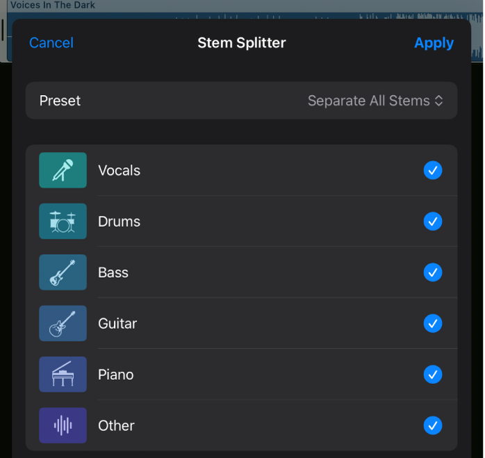 Скриншот Logic Pro Stem Splitter