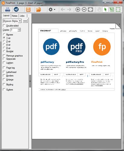 Предпросмотр печати в FinePrint