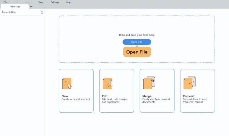 Стартовое окно Movavi PDF Editor / PDFChef by Movavi