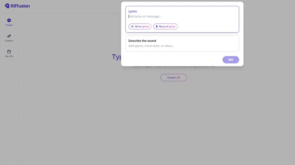 Интерфейс Riffusion