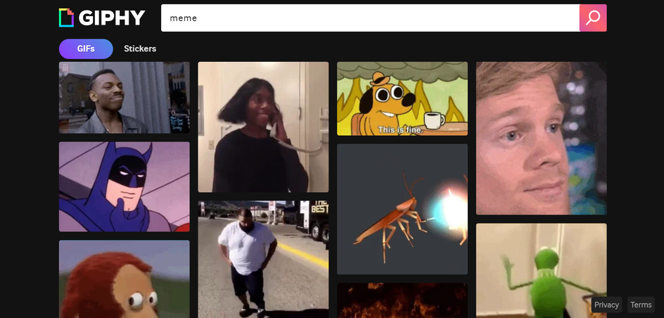 GIPHY: варианты гифок и реакций