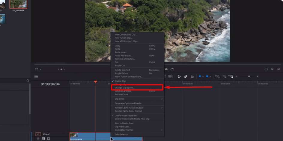 DaVinci Resolve — Speed и Change Clip Speed