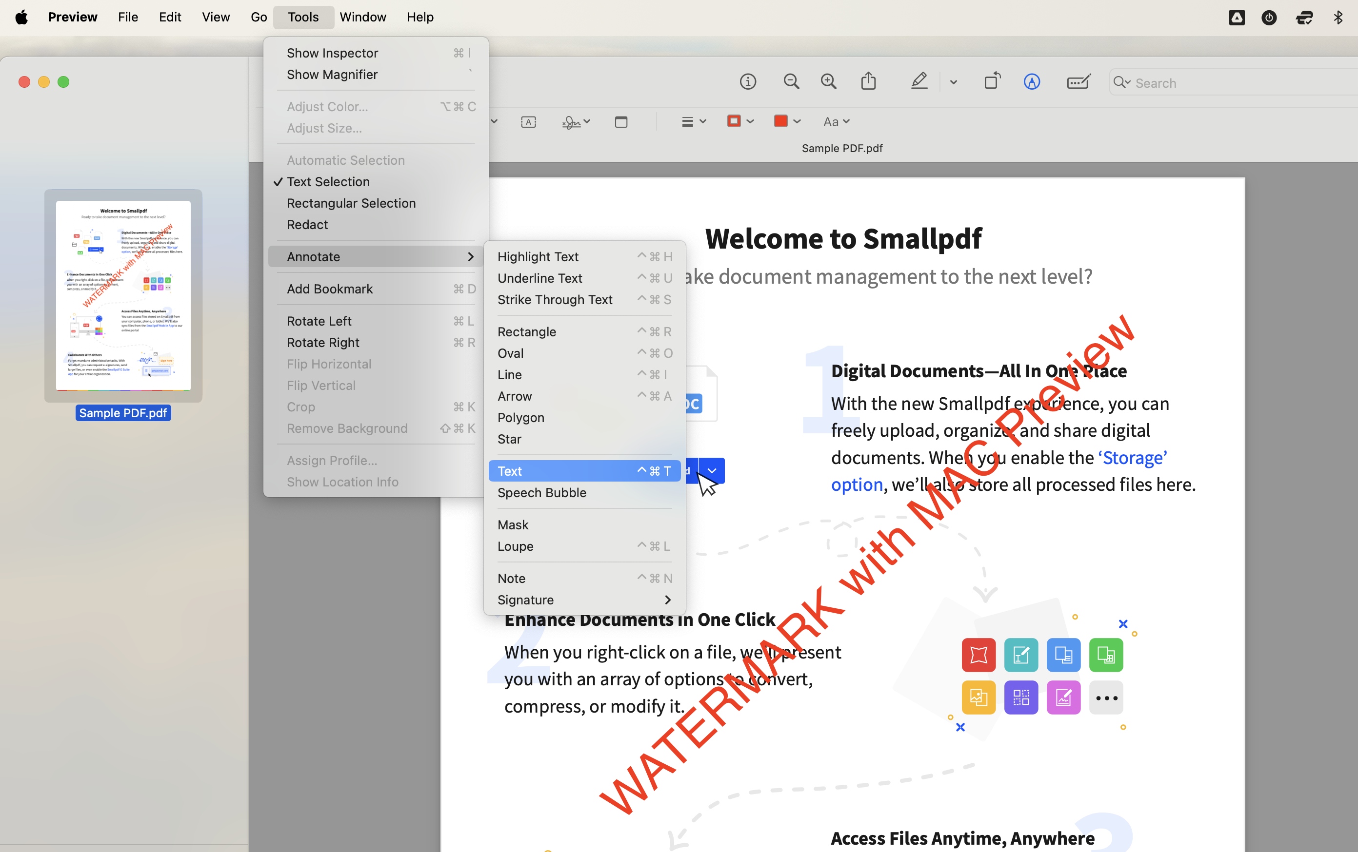 Добавление водяного знака в PDF через Preview на macOS