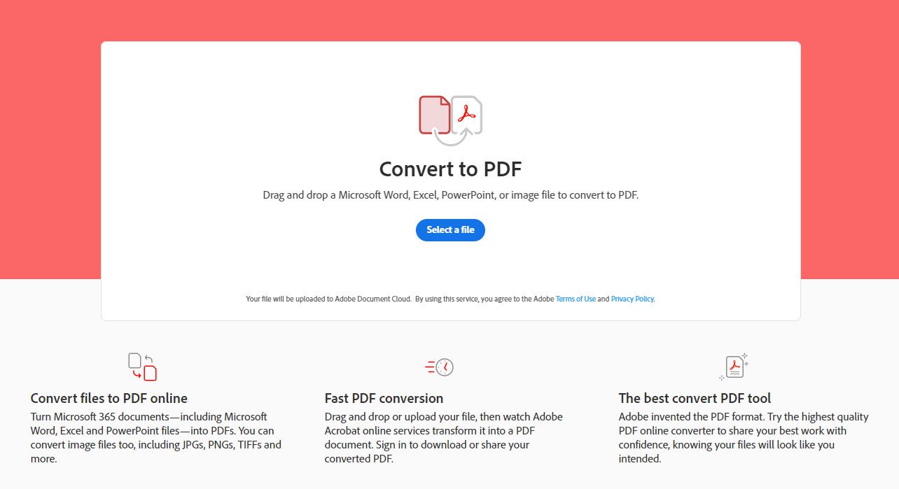 Adobe Acrobat Online: PNG to PDF
