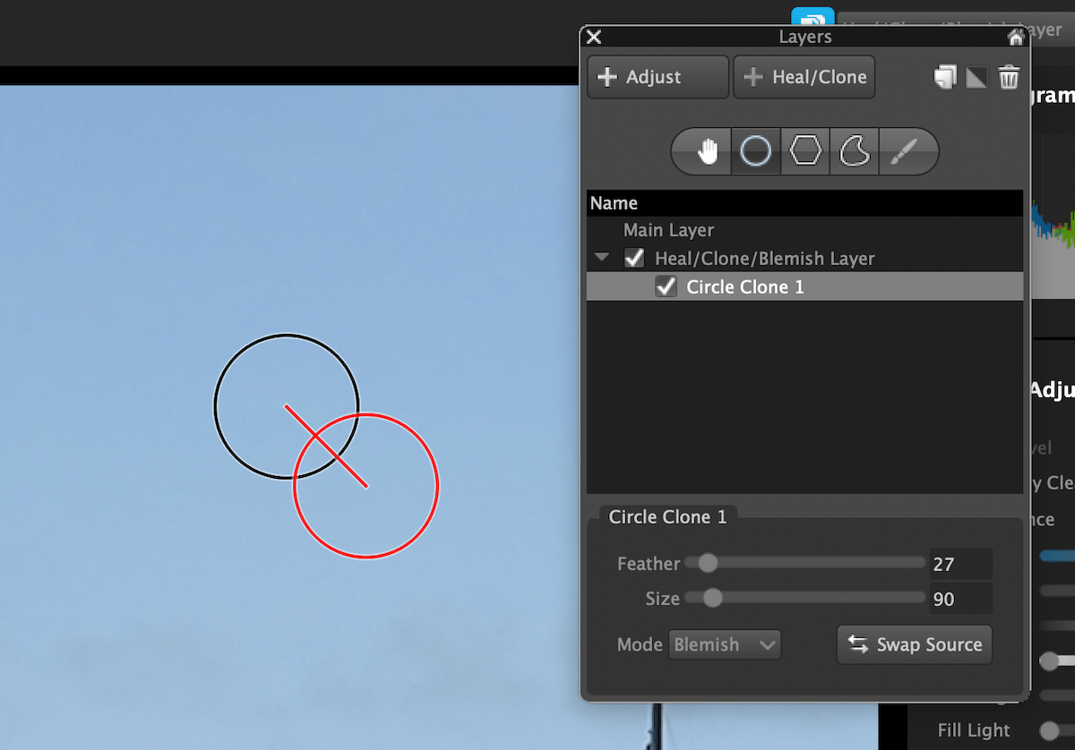 Heal/Clone/Blemish Layer в AfterShot Pro 3
