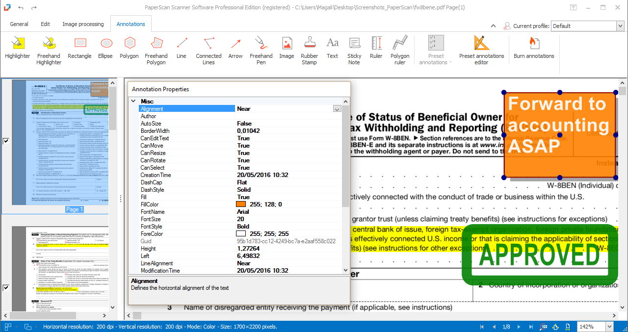 Инструменты аннотаций в PaperScan