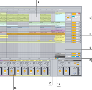 Ableton Live 12: Arrangement View с дорожками и микшером